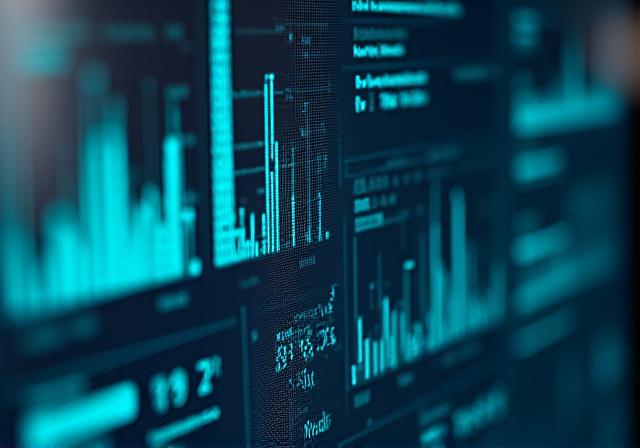 A sleek dark-themed data dashboard display