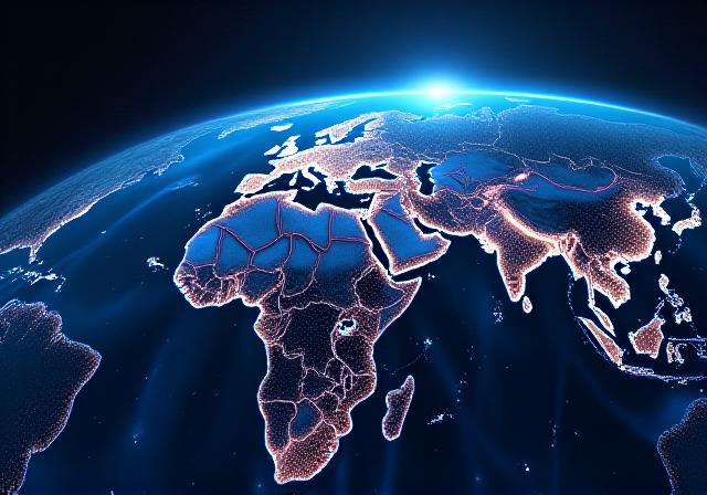 Abstract visualization of a connected global supply chain network
